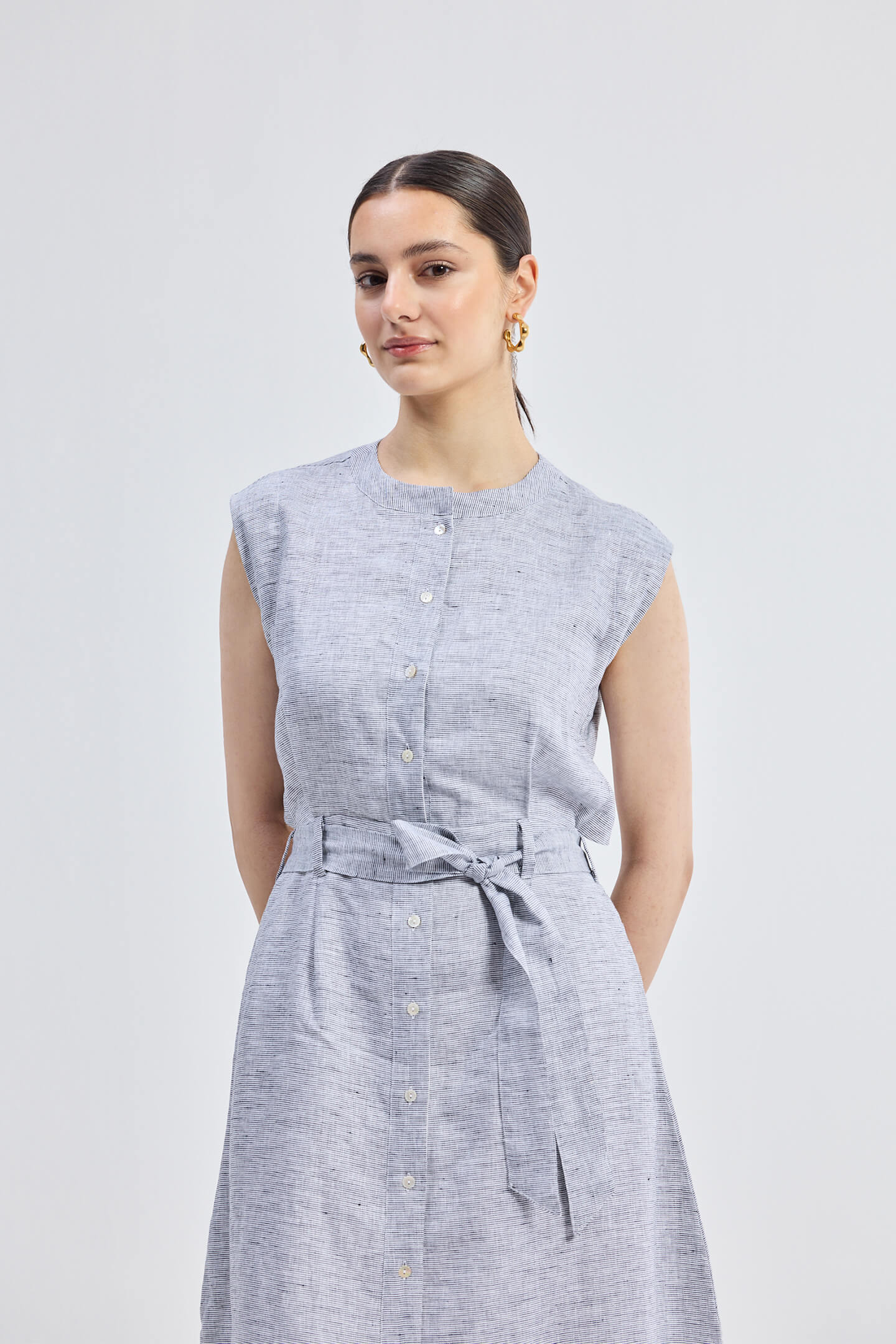 Linen Dress in Pin Stripes