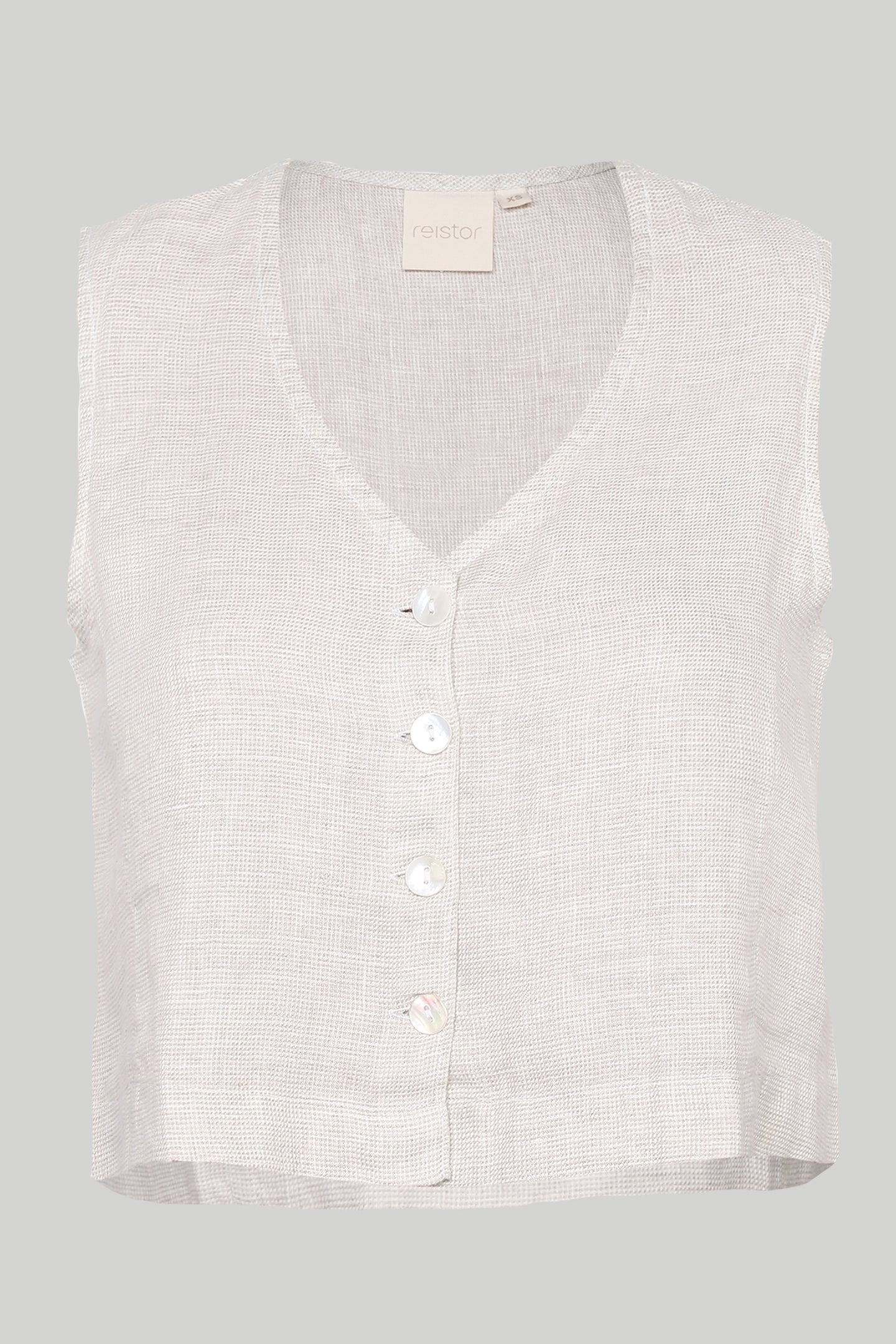 Cropped Linen Vest Top in Ecru