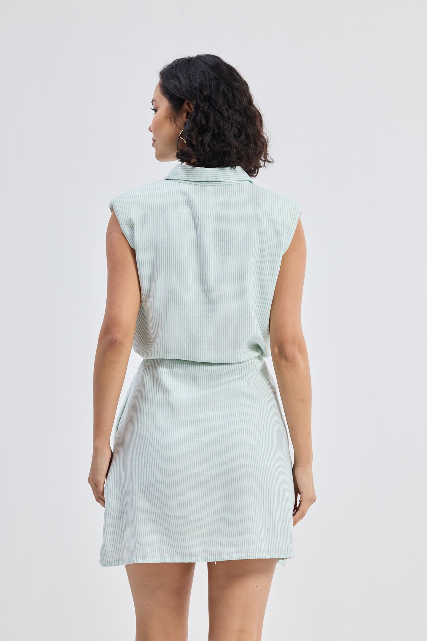 Lady Shirt Dress in Stripes with Adjustable Drawstring