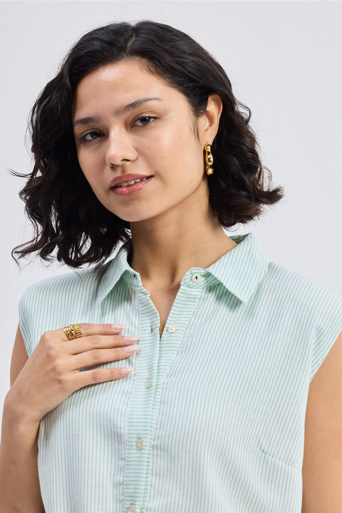 Lady Shirt Dress in Stripes with Adjustable Drawstring