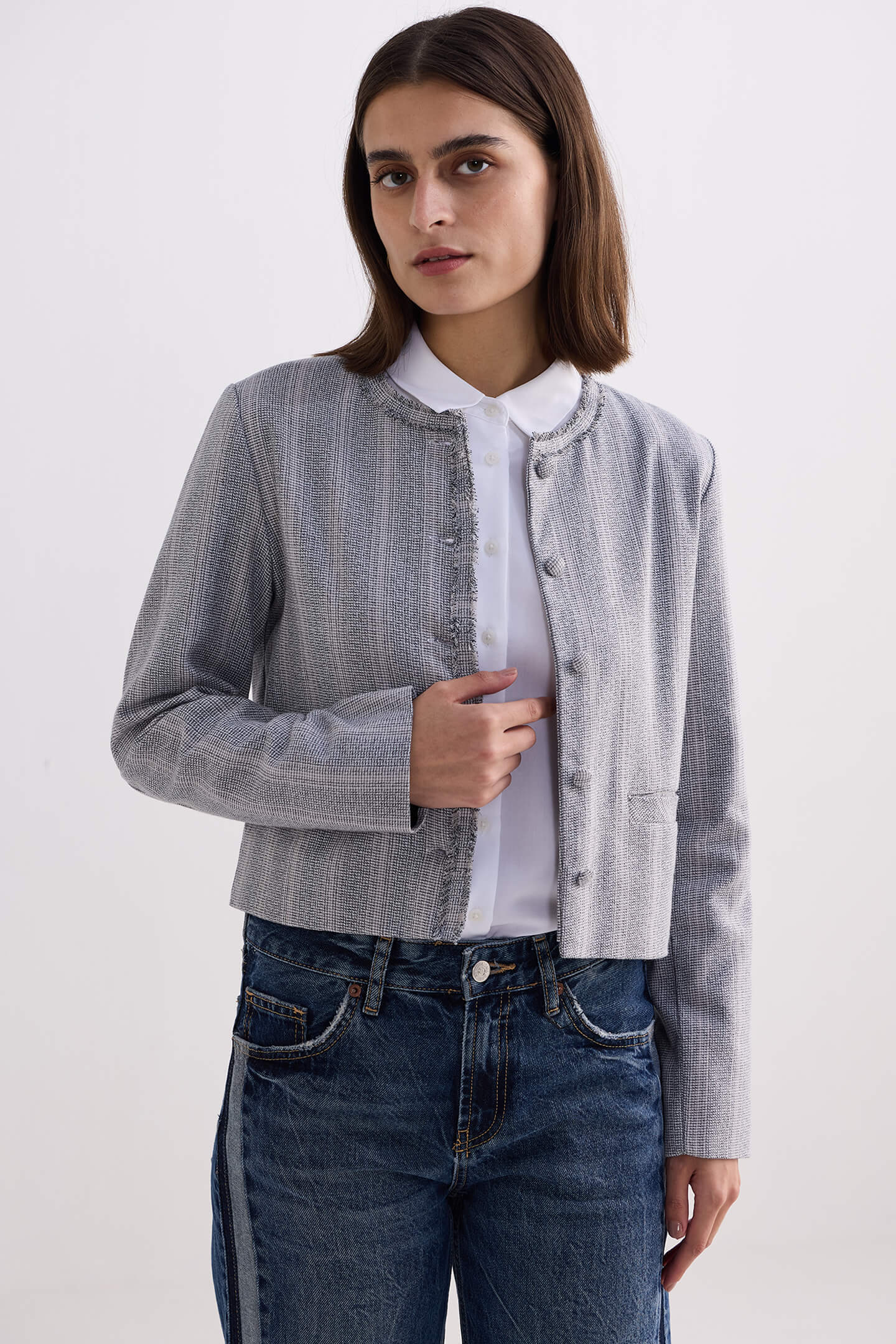 Lady's Jacket in Grey Cotton Tweed