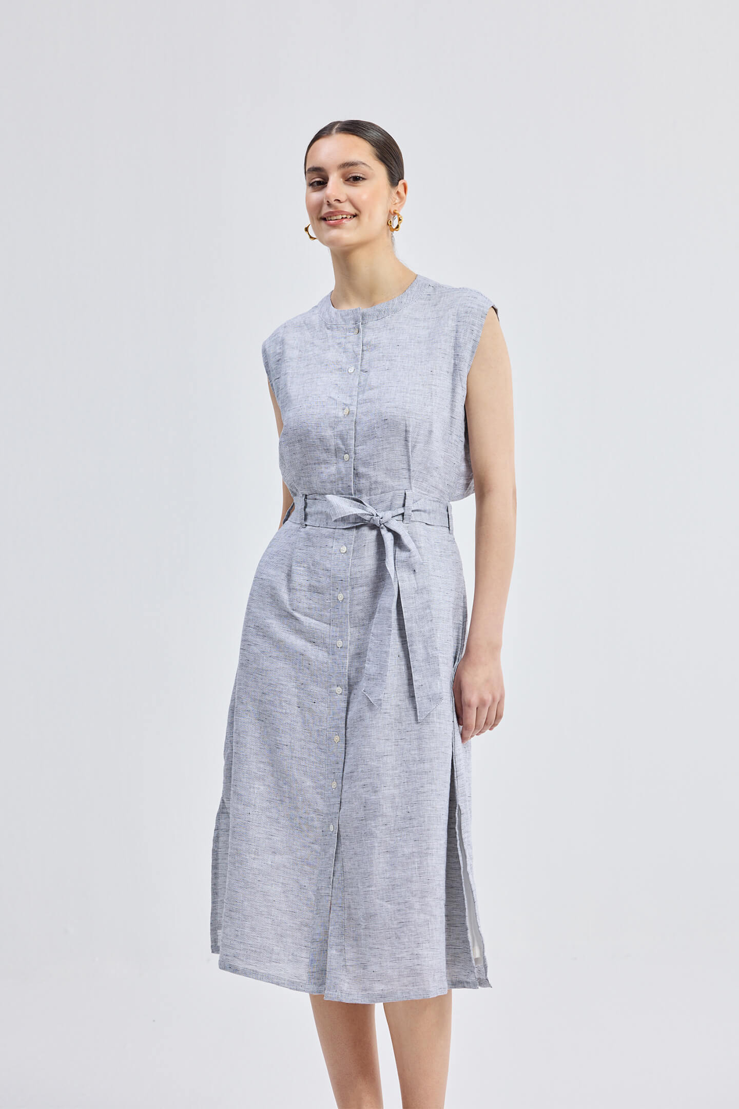 Linen Dress in Pin Stripes