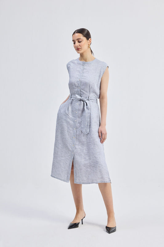 Linen Dress in Pin Stripes