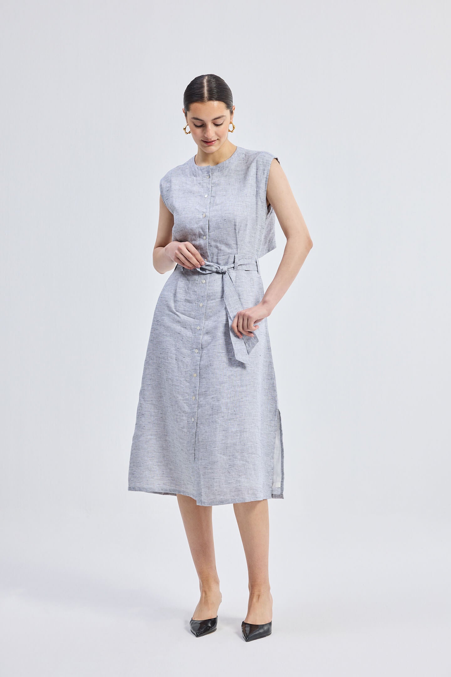 Linen Dress in Pin Stripes