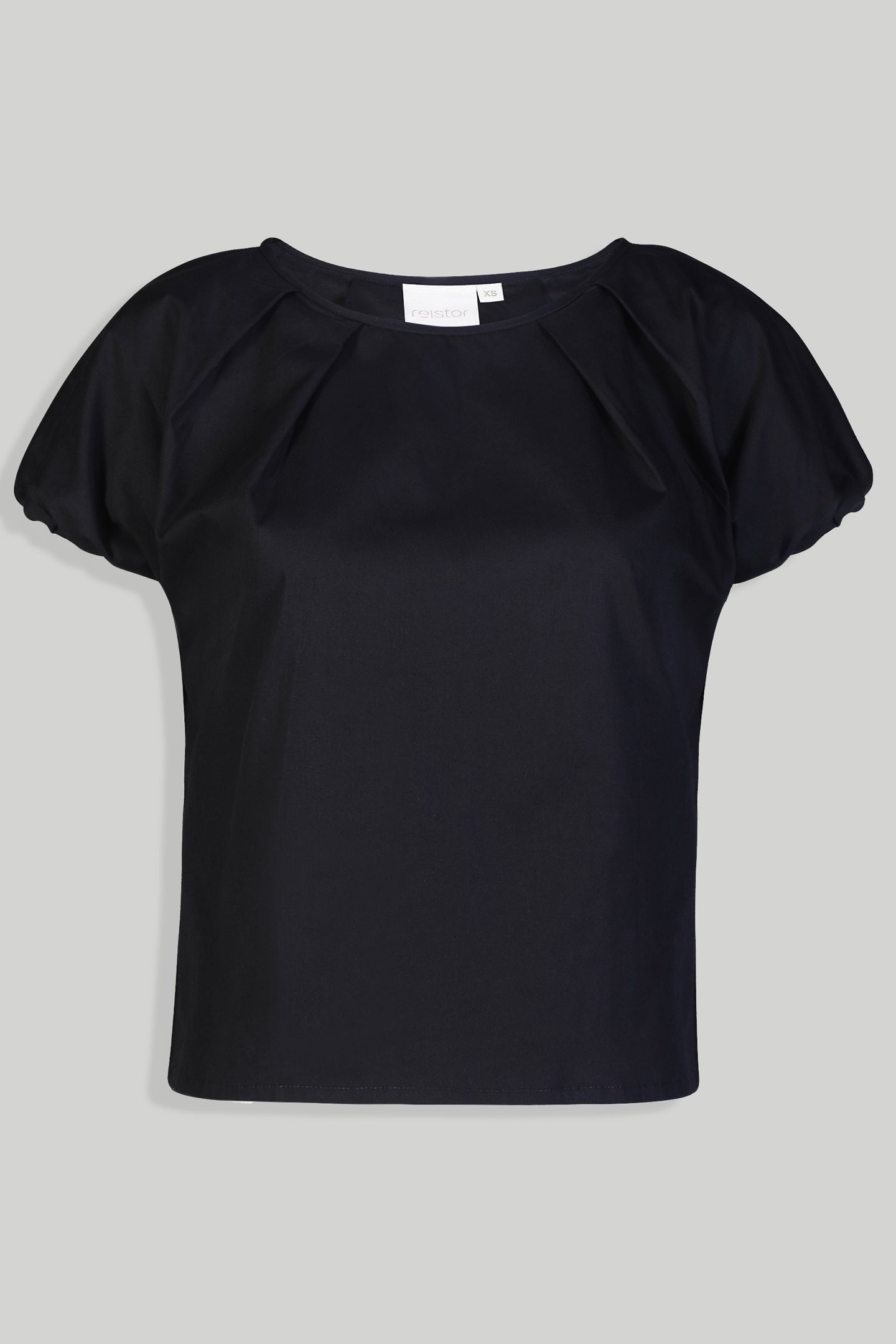 Cotton Balloon Sleeve Top in Black