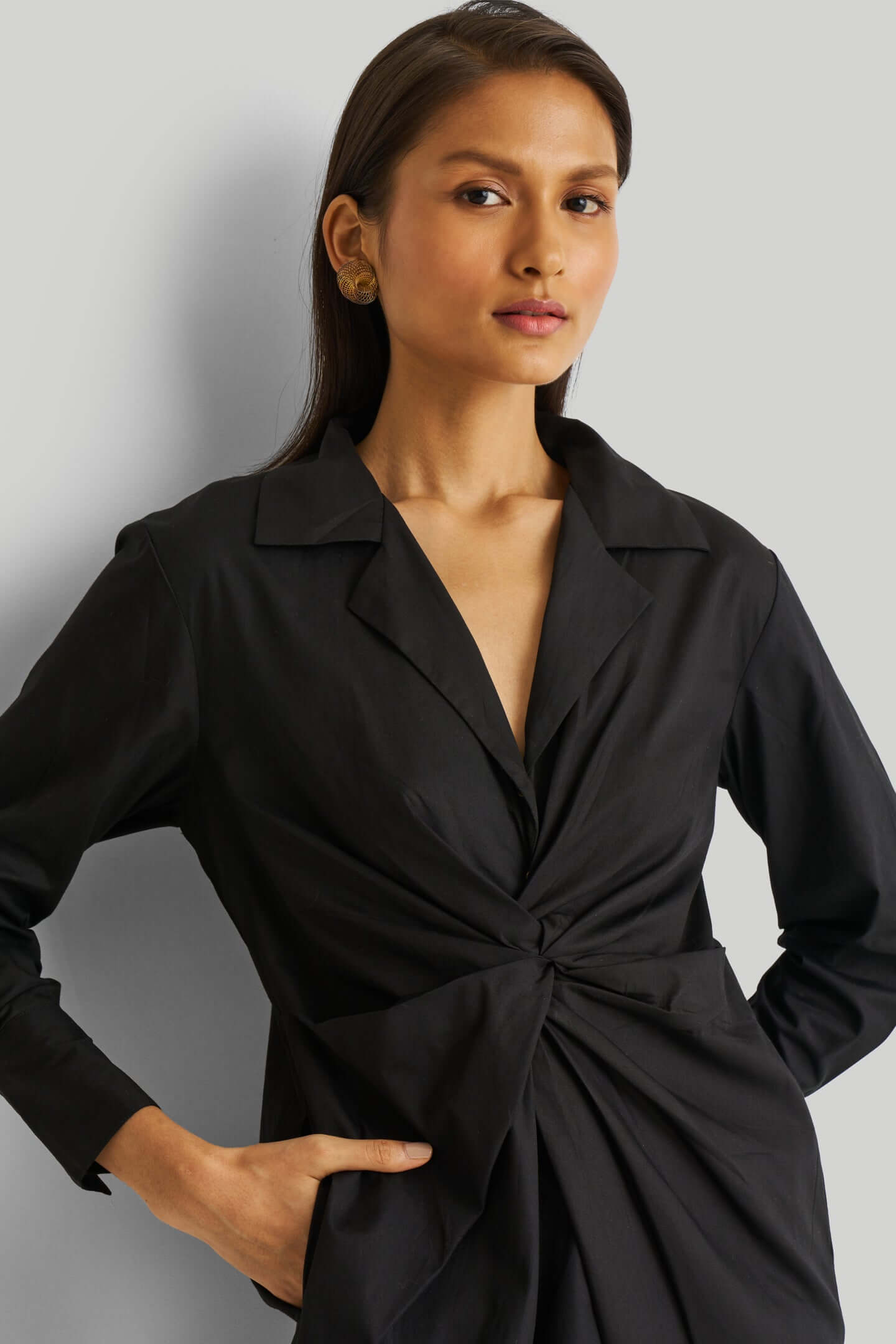 Black Dress with Front Twist