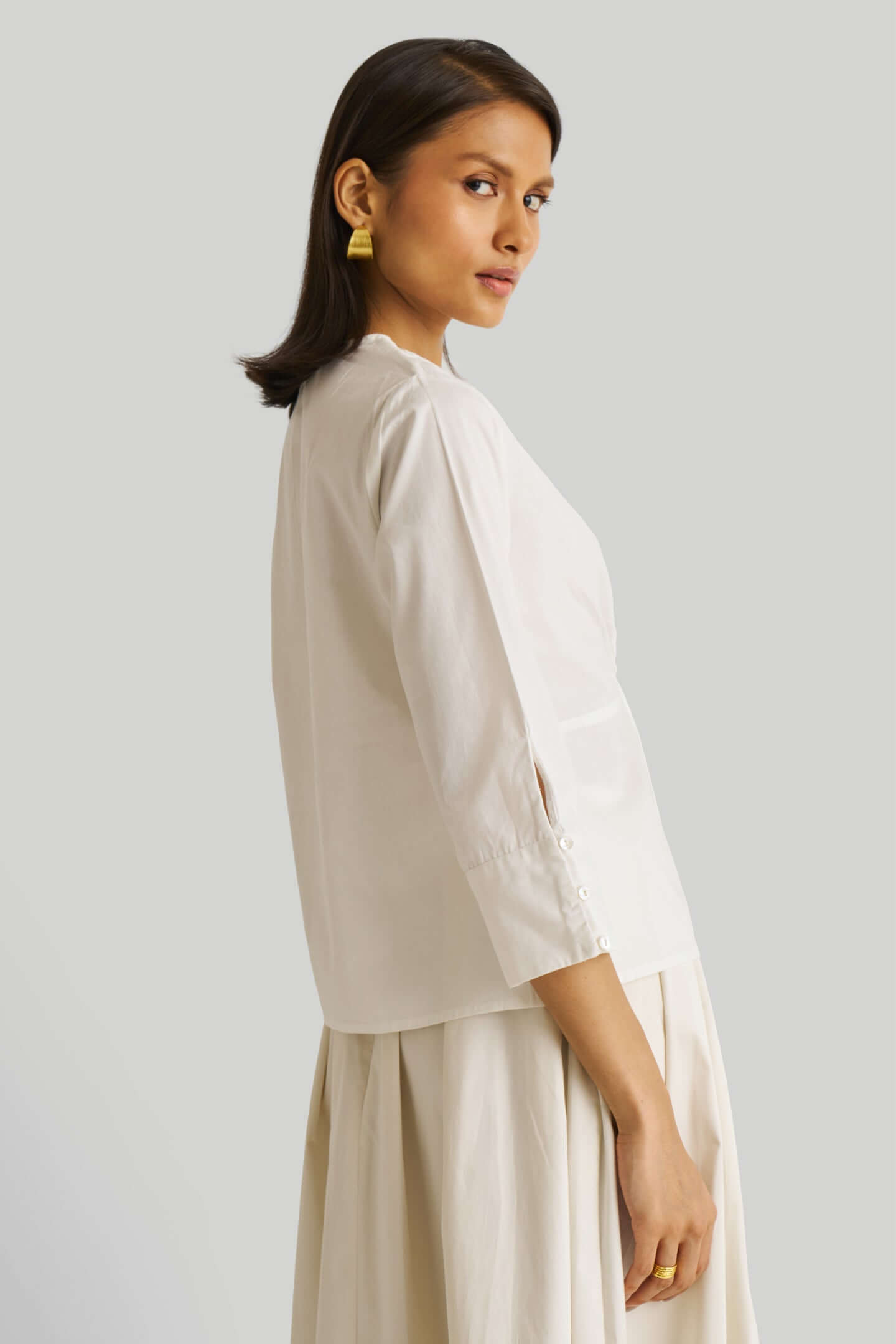 Front Twist Cotton Top in White