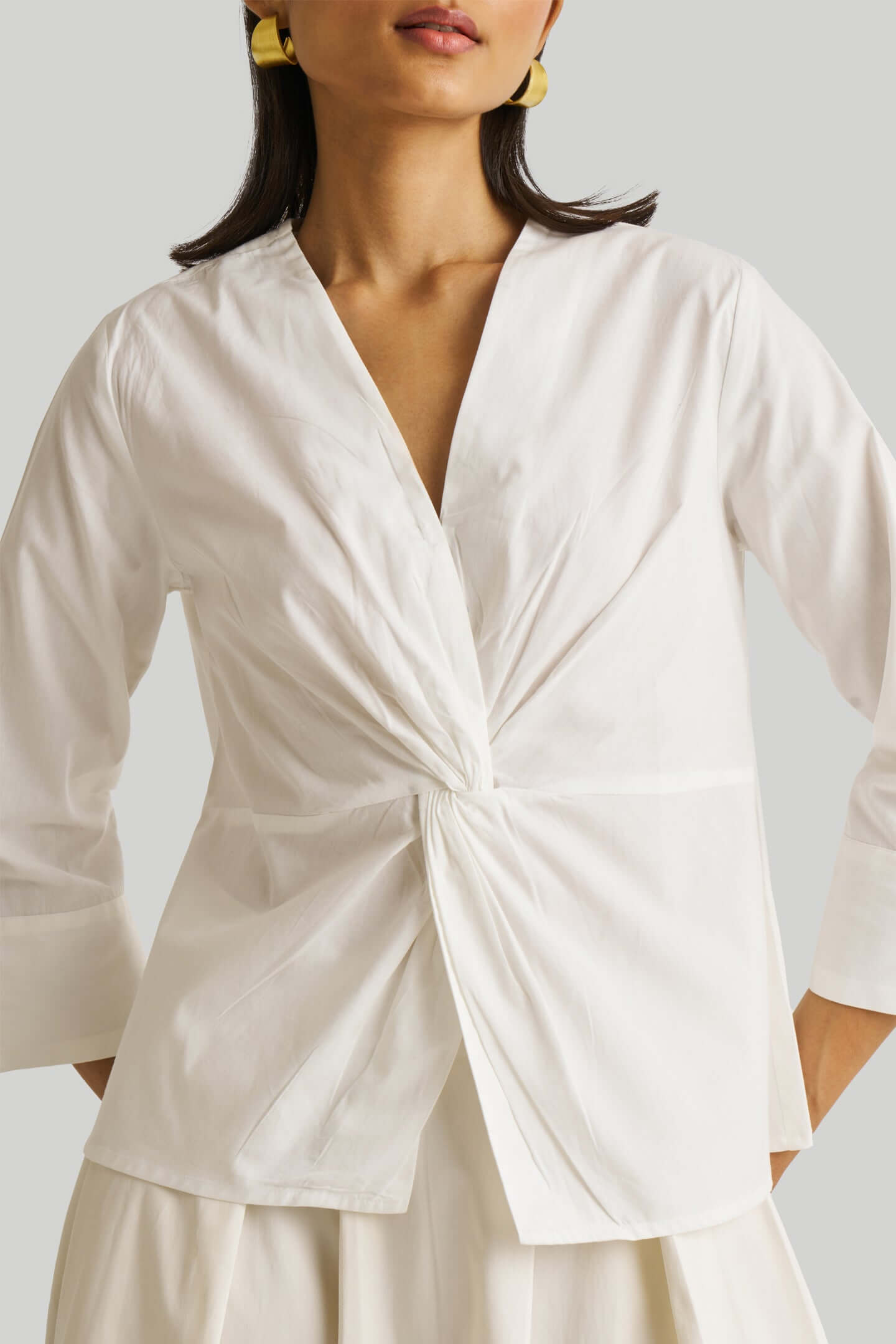 Front Twist Cotton Top in White