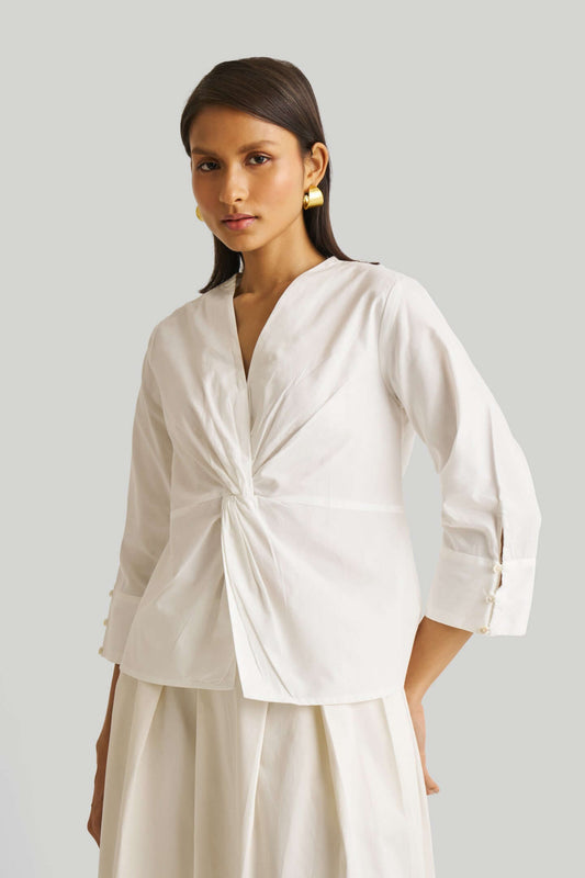 Front Twist Cotton Top in White