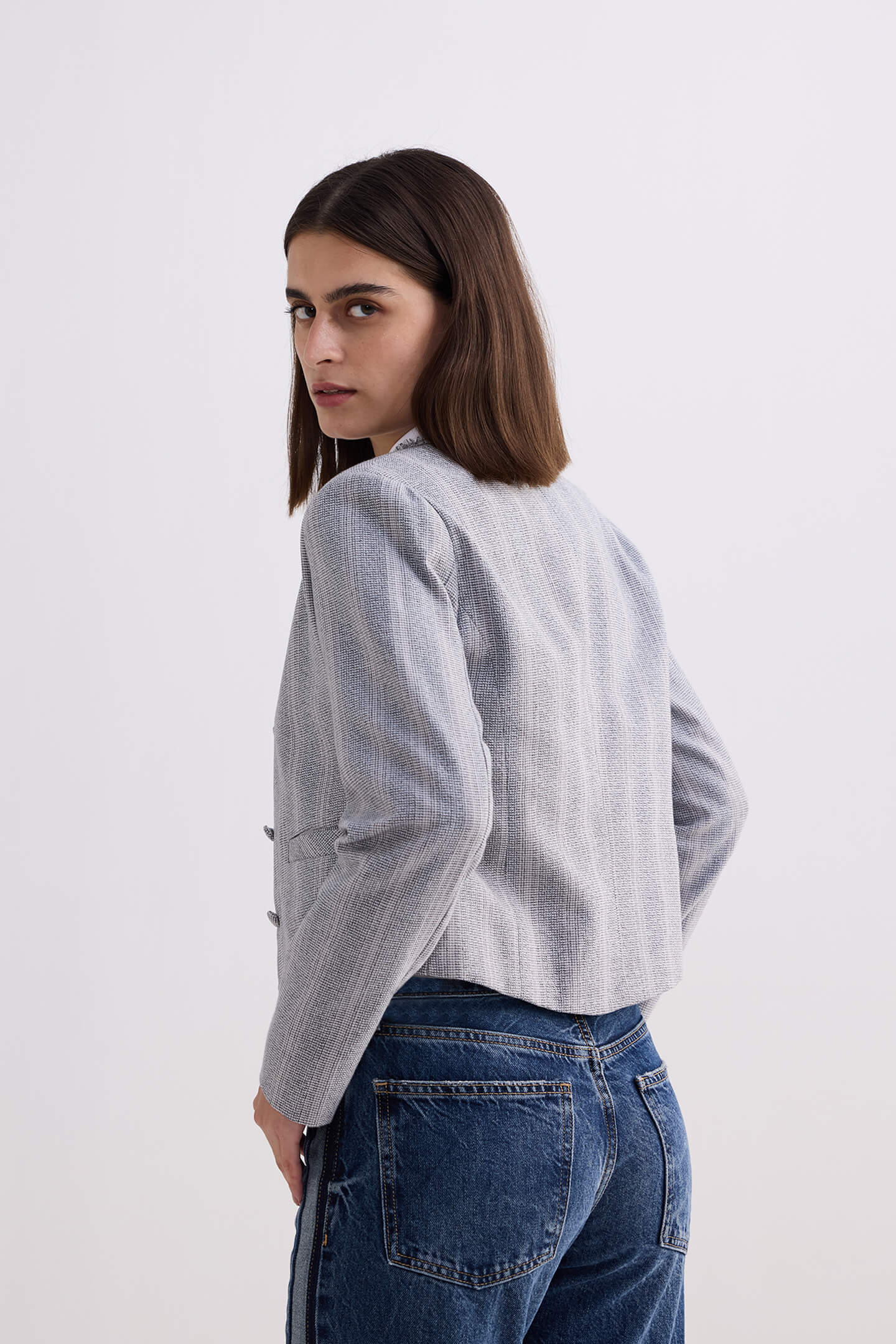Lady's Jacket in Grey Cotton Tweed