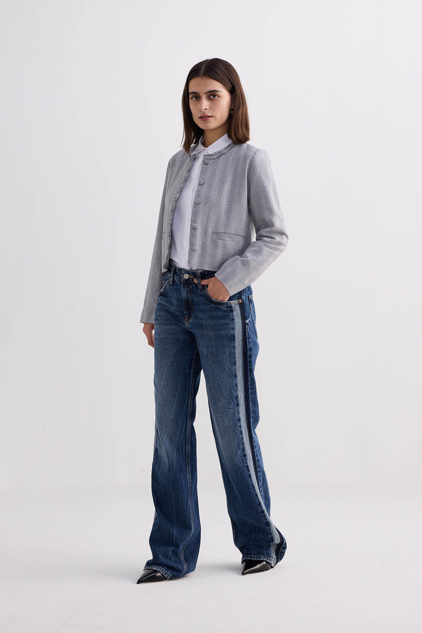 Lady's Jacket in Grey Cotton Tweed