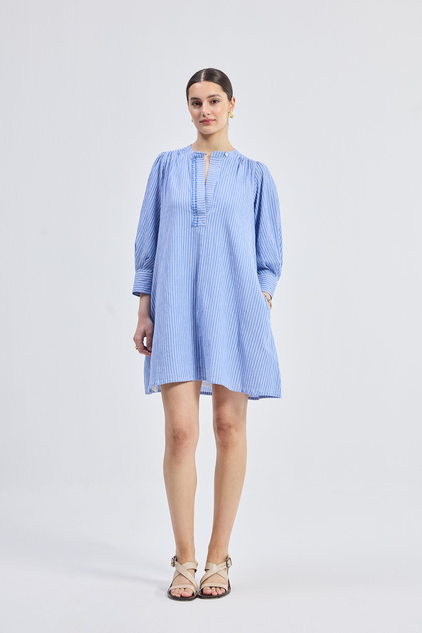 Oversized Cotton Tunic Dress with Optional Belt