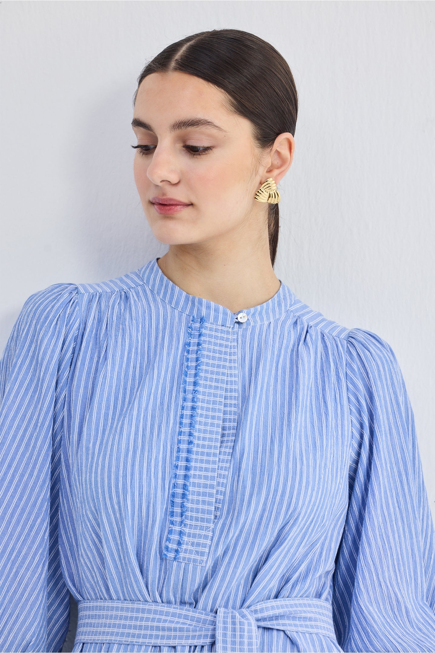 Oversized Cotton Tunic Dress in Stripes