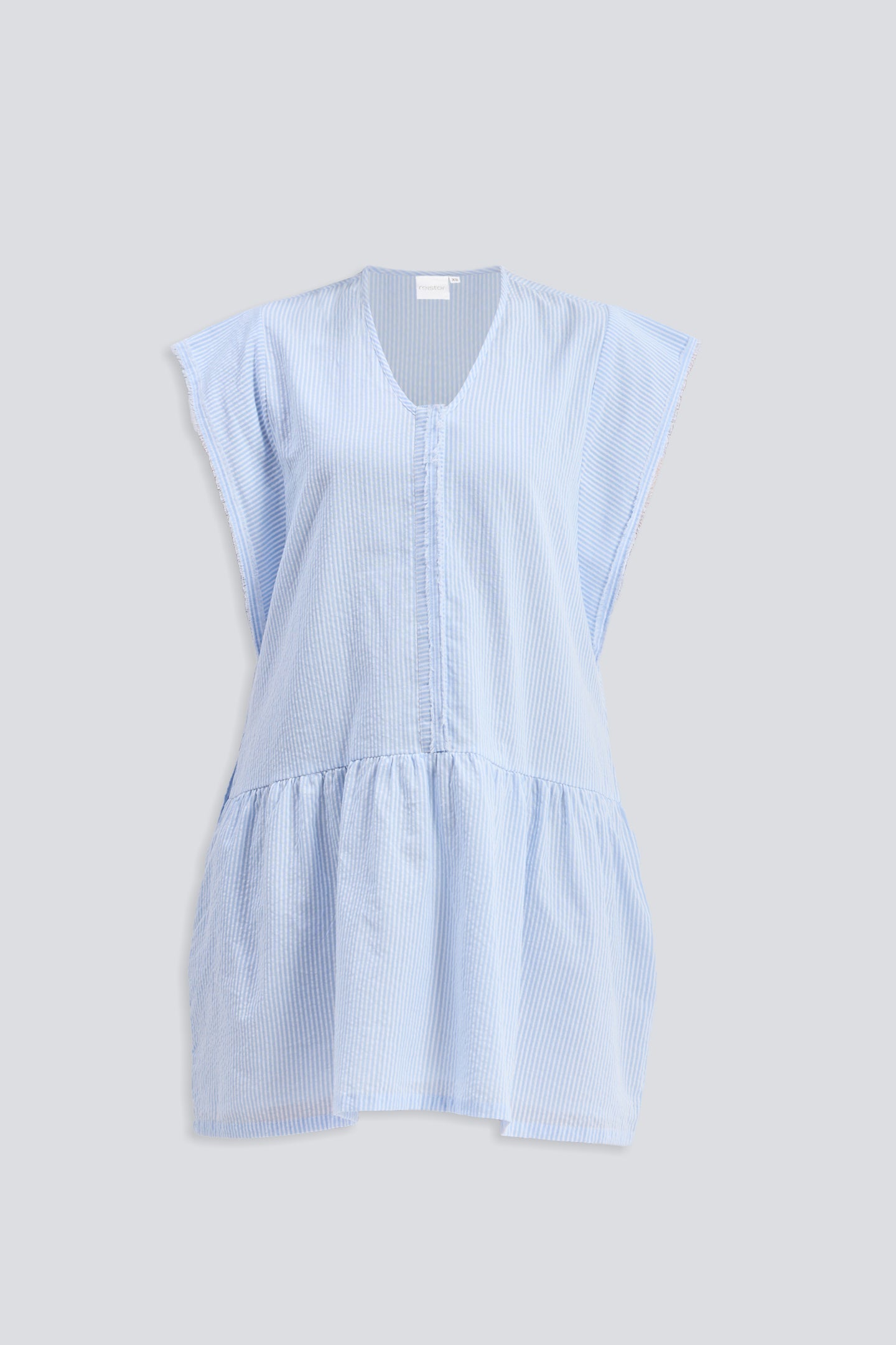 Oversized V neck Short Dress made from Cotton